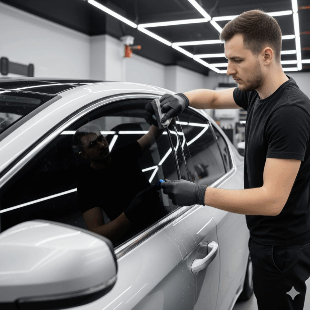 Window Tinting - Final trim and inspection